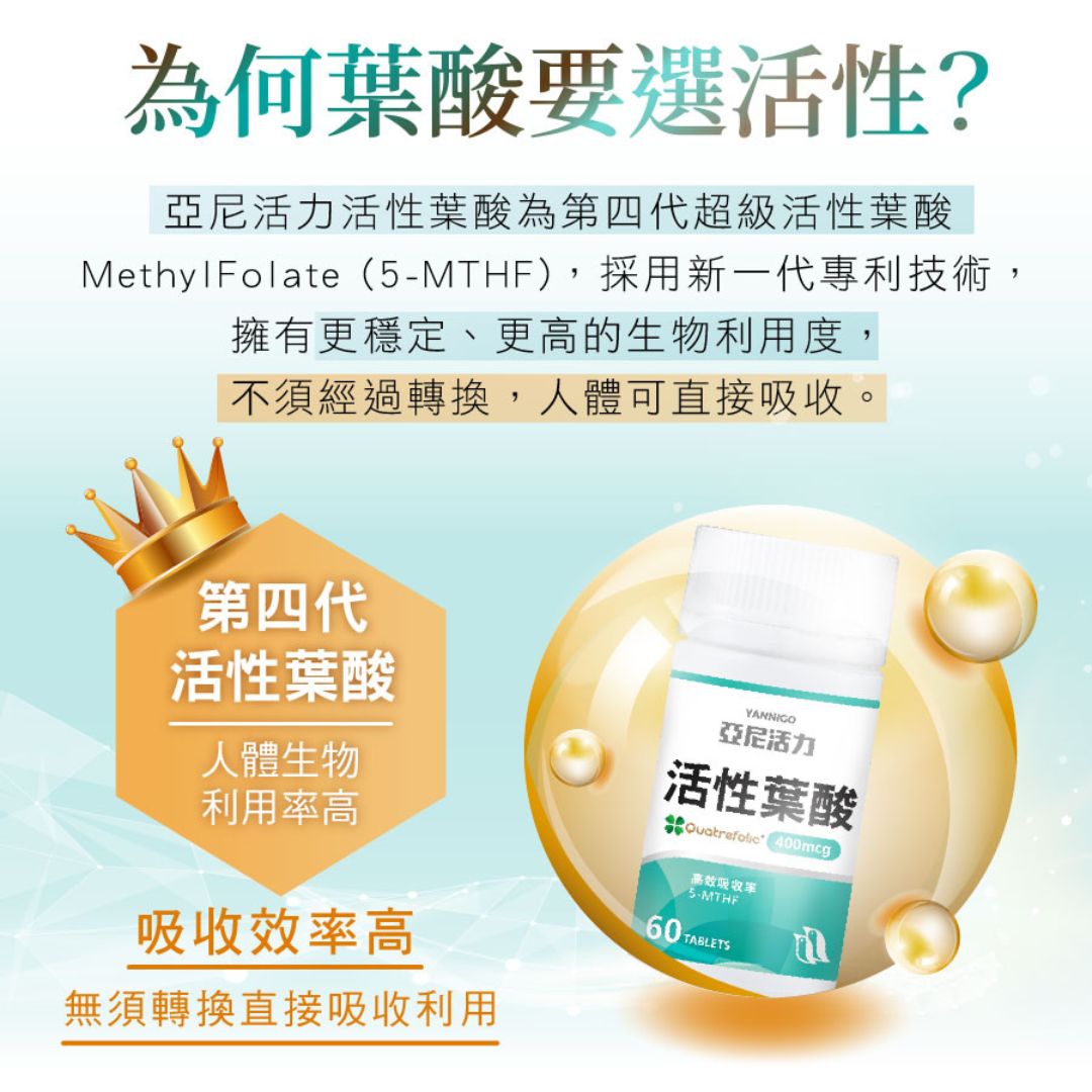 為何要選活性葉酸,亞尼活力活性葉酸介紹